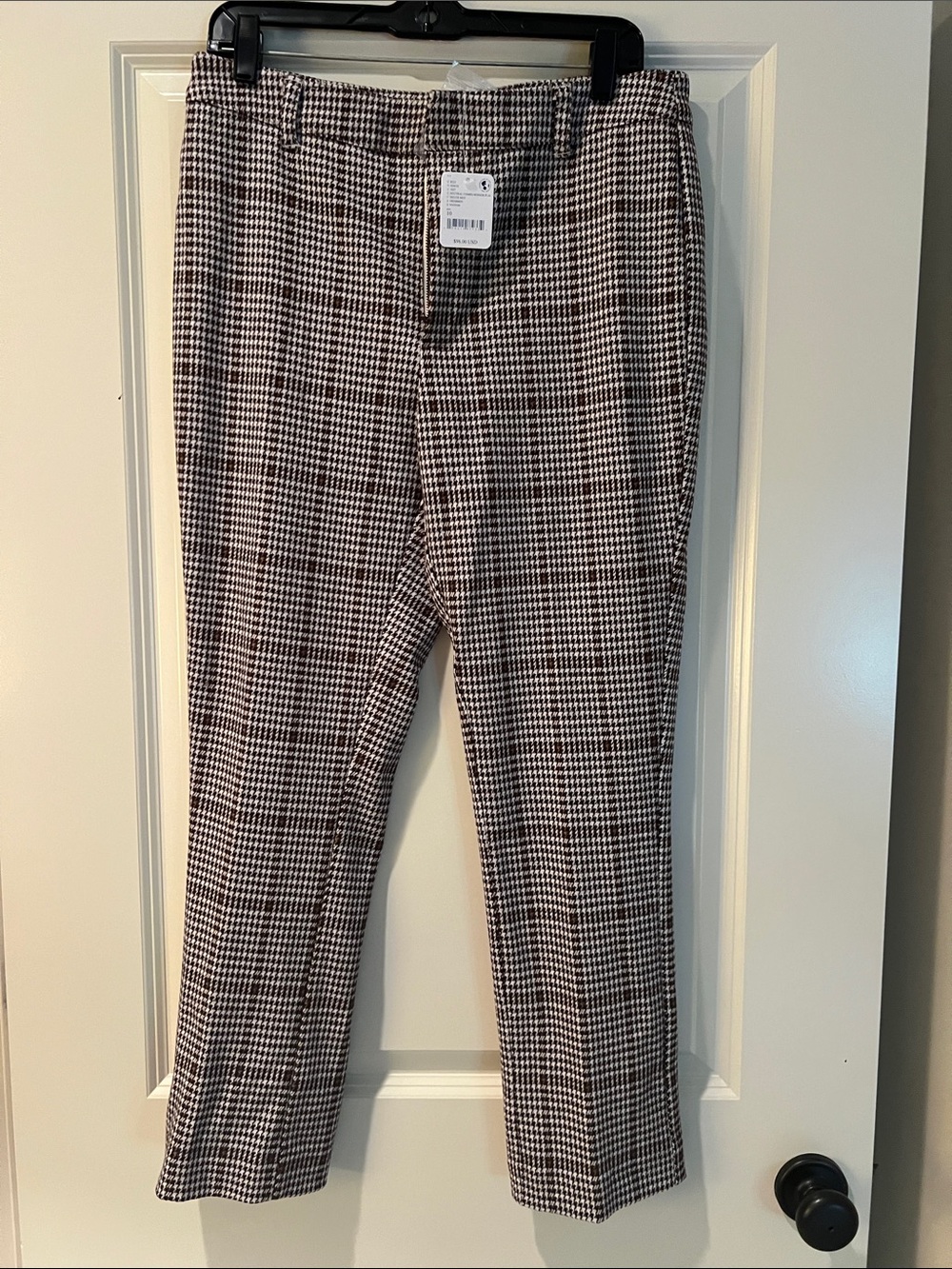 Free People Plaid Dress Pants - Brown and White